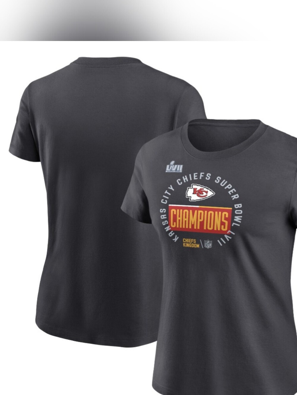 Nike Women's Kansas City Chiefs Women's Super Bowl LVII Trophy Tee Size Large
